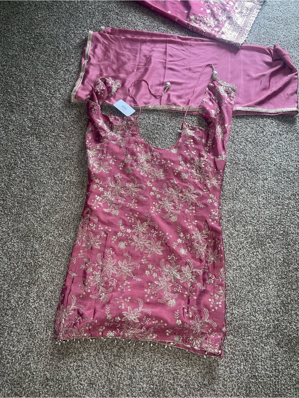 Pink/Mauve Embroid,Sequin,Beads,Printed Straight Sharara Suit palazzo pant Si 52